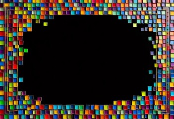 Vibrant mosaic background with certificate frame,  shapes,  template