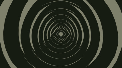 Abstract geometric tunnel with concentric circles and a central diamond shape