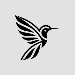 Obraz premium Stylized hummingbird silhouette vector icon for logo and branding