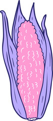 cartoon organic corn in bright neon color