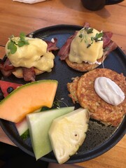 Bacon eggs Benedict breakfast 