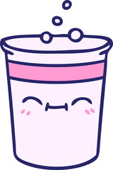 hand drawn quirky cartoon cup of lemonade in bright neon color