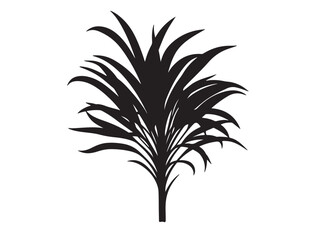 A full black vector image of Curry plant in silhouette on white background