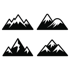 Collection of stylized mountain peaks in a bold black silhouette