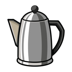 Fototapeta premium Classic silver metal coffee pot with black handle and lid