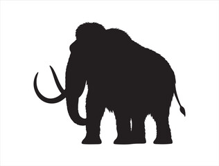 Mammoth in silhouette on white background