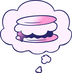smore cartoon with thought bubble in smooth gradient style in bright neon color