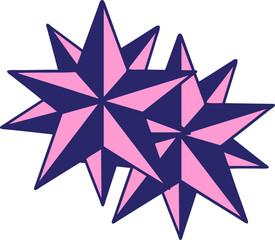 iconic tattoo style image of stars in bright neon color