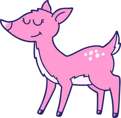 cartoon deer in bright neon color