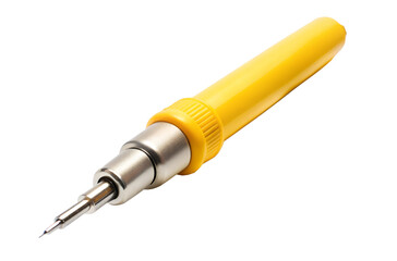 Fototapeta premium A yellow precision screwdriver with a metal tip is isolated on a transparent background, ready for detailed repair work