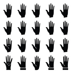 Fototapeta premium Black Hand Silhouettes Collection open palm