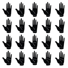 Fototapeta premium Black Hand Silhouettes Collection white open palm