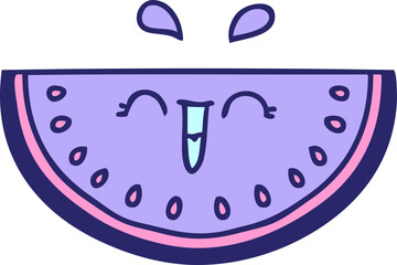 hand drawn quirky cartoon watermelon  in bright neon color