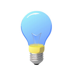 Obraz premium Blue light bulb with yellow base isolated on transparent background