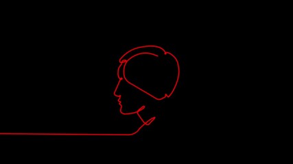 abstract Human head with Brain inside icon. isolated on black background. 4k motion graphics animation.