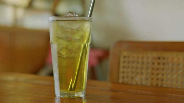 Refreshing Iced Green Tea in a Glass