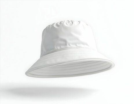 White Bucket Hat Isolated on White Background