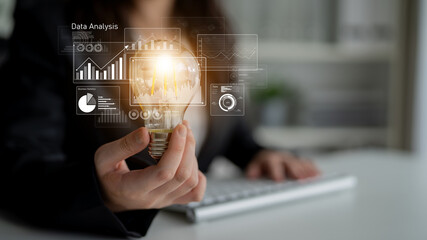 Business data analysis dashboard showing charts, statistics, and performance metrics for...