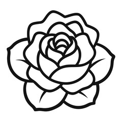 Japan rose silhouette. Black rose isolated on white