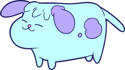 cute cartoon dog in bright neon color