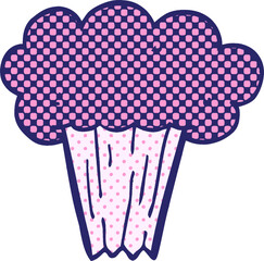 cartoon doodle of a carrot cake in bright neon color