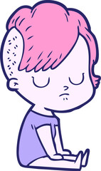 cartoon woman in bright neon color