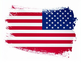 Waving USA Flag with Artistic Paint Stroke and Rough Edges
