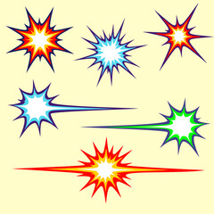 Obraz premium Cartoon Laser Zap and Energy Burst FX – 6 Graphic Elements in One Canvas