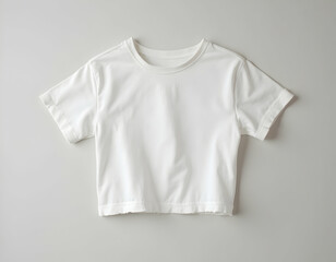 Plain White Tee Shirt on Neutral Background Apparel Mockup