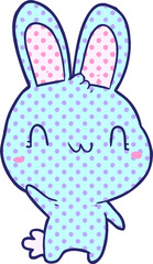cute cartoon rabbit waving in bright neon color