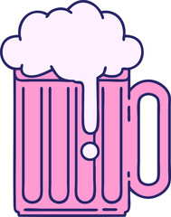 iconic tattoo style image of a beer tankard in bright neon color