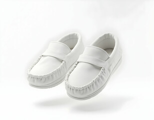Pair of All-white Loafers on White Background