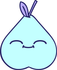 cute cartoon of a pear in bright neon color