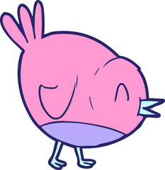 cartoon robin bird in bright neon color