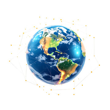 planet earth with their connection with satallite isolated PNG 