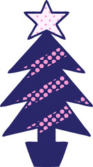 Fototapeta premium comic book style cartoon of a christmas tree in bright neon color