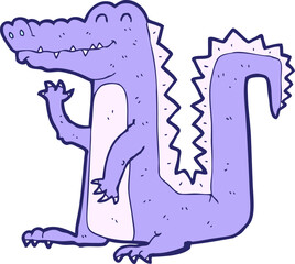 cartoon crocodile in bright neon color