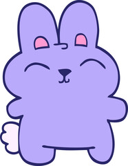 cartoon doodle grey rabbit in bright neon color