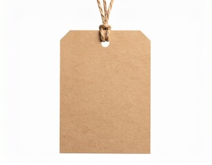 price tag isolated on white  Blank Kraft Paper Tag with Twine String on White Background