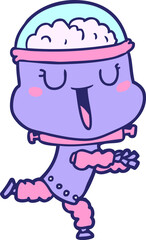 happy cartoon robot running in bright neon color