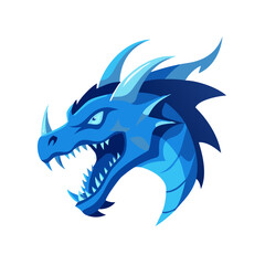 Ferocious Ice Dragon Head Logo - Blue & White Mythical Beast Mascot Design for Esports, Gaming, Sports Teams, and Brands