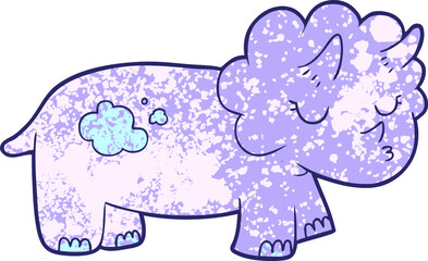 cartoon triceratops in bright neon color