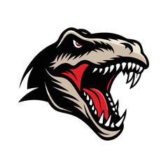 "T-Rex Dinosaur Head Art   Fierce Roaring Jurassic Beast Illustration with Sharp Teeth & Red Eye" © Backdrop Bliss