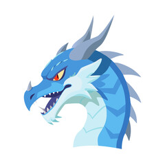 Ferocious Ice Dragon Head Logo - Blue & White Mythical Beast Mascot Design for Esports, Gaming, Sports Teams, and Brands