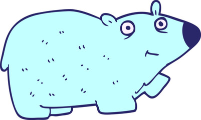 cartoon doodle polar bear in bright neon color