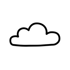 Simple black and white doodle of a fluffy cloud  