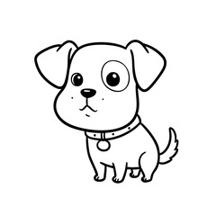 Obraz premium Cute cartoon dog character in a playful pose, black and white sketch 