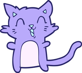 cartoon happy cat in bright neon color