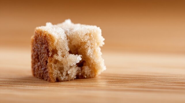Close-up of a small square piece of bread