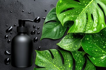 Black cosmetics jars mockup, featuring refillable cosmetic containers and beauty products